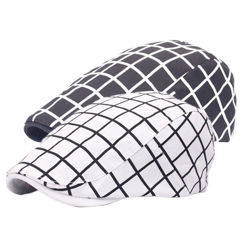 Men Women Plaid Cotton Flat Cap Summer Spring Sun Hat Adjustable Beret Headwear Clothing decor Accessory Xmas