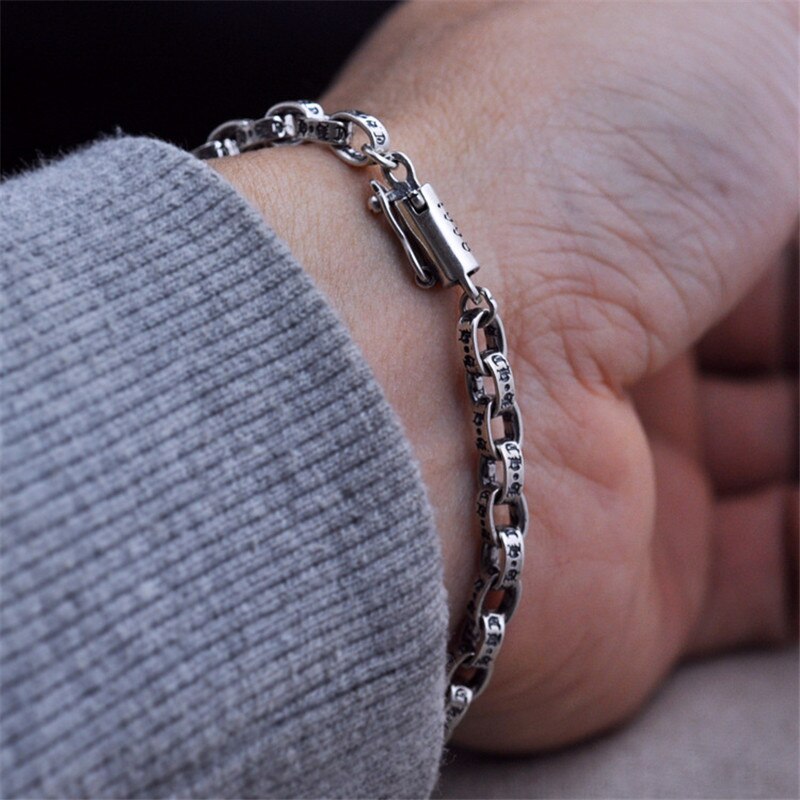 Emith fla authentic 925 prata esterlina bangle abertura gravar jóias de moda para homens vintage prata pulseiras