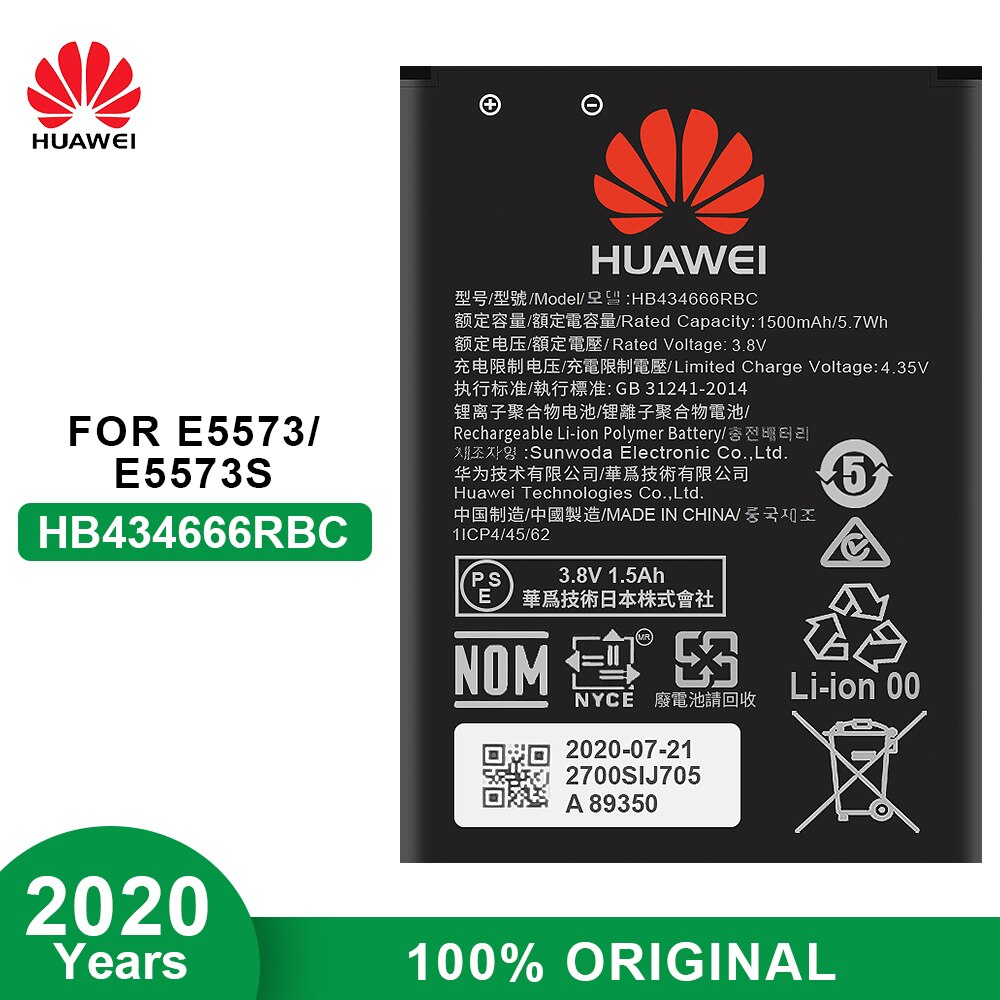 Originele Huawei Batterij HB434666RBC HB366481ECW Voor Huawei Wifi Router E5573 P9 P10 P20 Maimang 5 Genieten 6S Honor 7 8 9 10 Lite: HB434666RBC