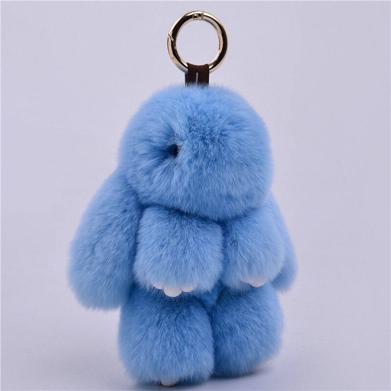 Zachte Leuke Simulatie Konijn Dier Bont Pop Knuffel Gevuld Speelgoed Kinderen Pop Sleutelhanger Spelen Dode Konijn: Sky Blue