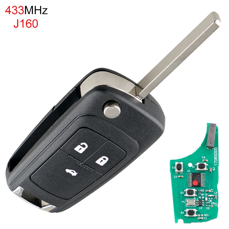 Auto Autosleutel Vervanging 433 Mhz 3 Knoppen Opvouwbare Afstandsbediening Sleutelhanger Met ID46 Chip Voor Opel Vauxhall Insignia astra