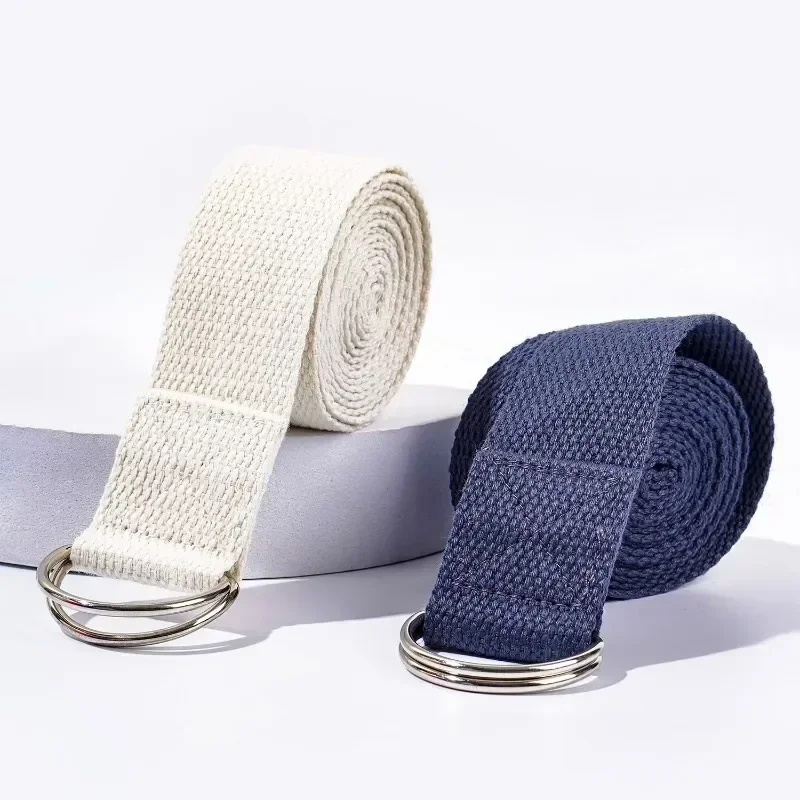 1,8 m x 3,8 cm verstelbare D-ring gesp yogariem geeft flexibiliteit voor yoga stretching duurzame katoenen oefenriemen