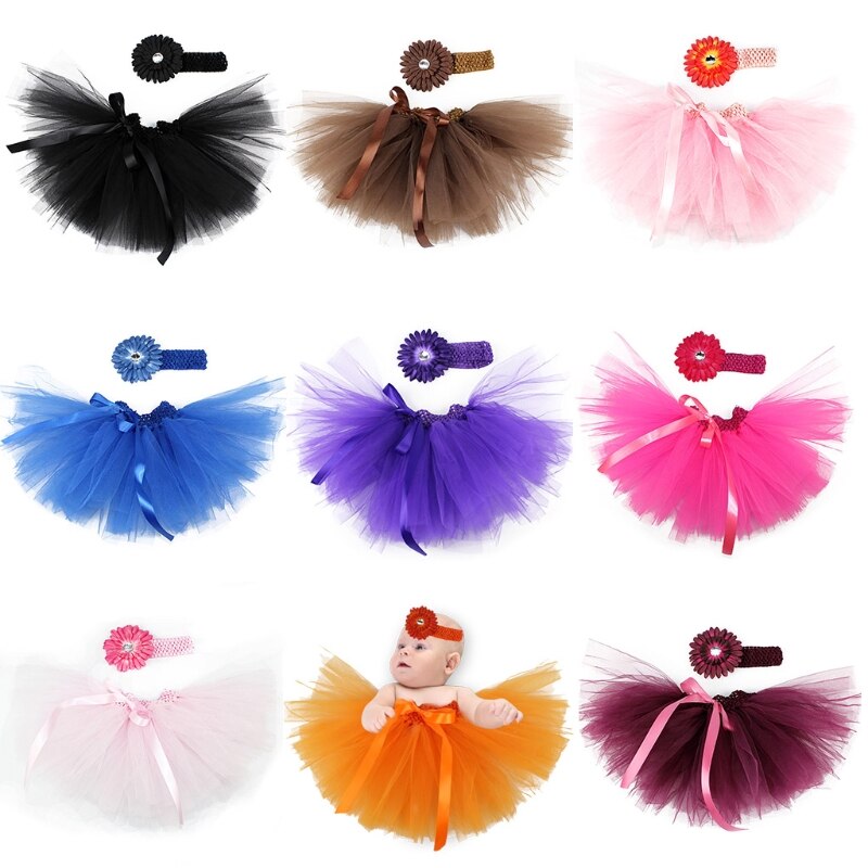 3 Pcs Baby Zuigelingen Mesh Tutu Rok Riem Bloem Hoofdband Set Fotografie Props