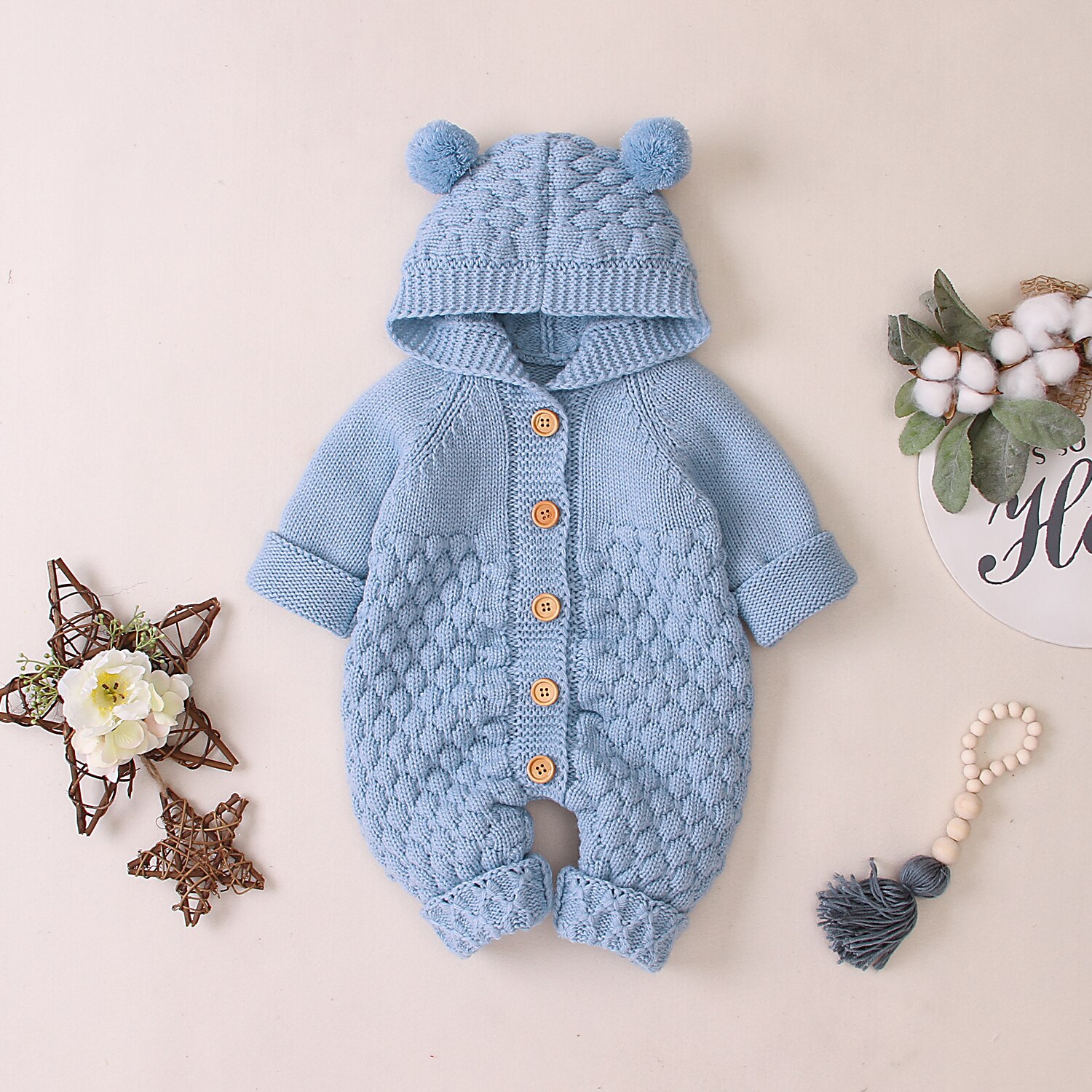 0-24M Newborn Baby Knitted Sweater Jumpsuits Autum... – Grandado