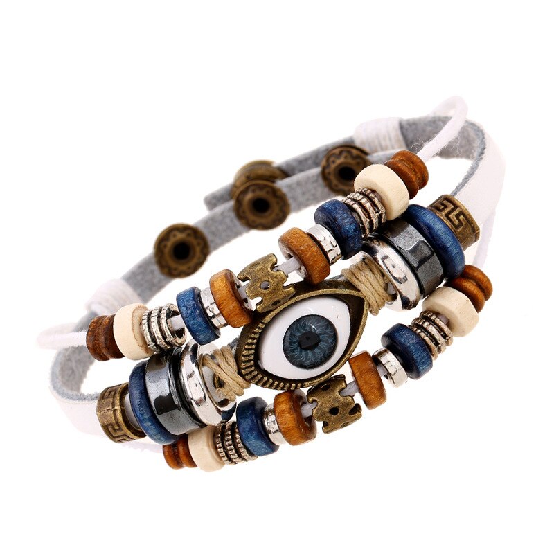 Neue Bohemien Magische Auge mehrschichtig Leder Armbinde Auge Fisch Perlen Armbinde männer retro Punk wickeln Armbinde Schmuck: 9