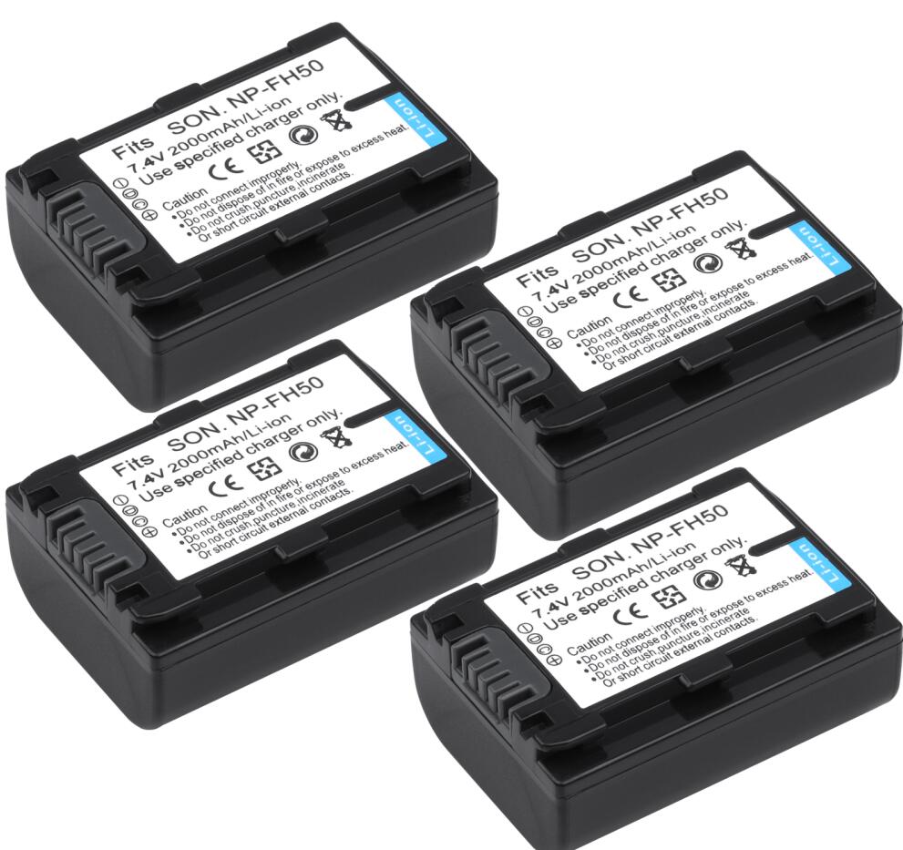 NP-FH50 Batteria + Caricabatterie Per Sony NP-FH40 DSC-HX1 HX100V DSLR A230 A330 DCR-SR42 DCR-SR60 DCR-SR62 DCR-SR80 DCR-SR82: 4 battery