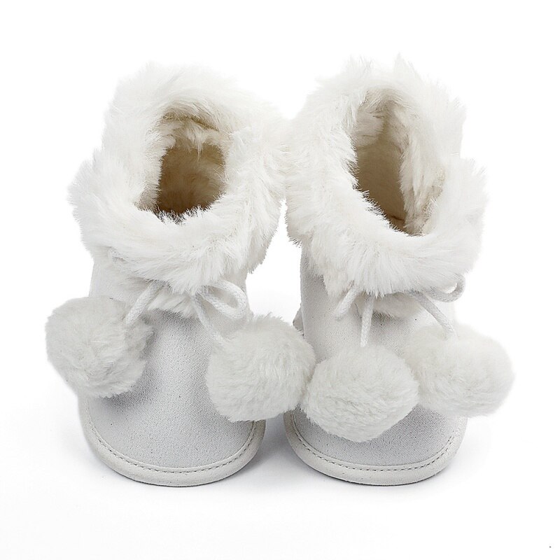 Baby Schoenen Winter Zuigelingen Baby Meisje Laarzen Mode Katoen Laarzen Casual Babyschoenen Boot Antislip Zachte Tong Schoenen fit 0-18M: WHITE / 0-6 months