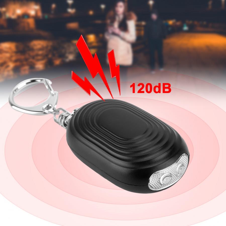 Persoonlijk alarm, draagbaar, 2- in- 1 , mini-ledzaklamp, veiligheidsalarm voor vrouwen, draagbare sleutelhanger, zwart