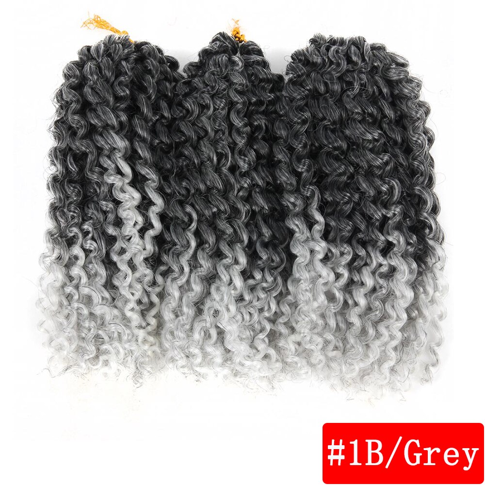 Pageup Marley Braids Hair For Women Ombre 1B/Blue 8 Inch Synthetic Crochet Braids Braiding Hair Extensions 3Pcs/Pac: 1B-Grey