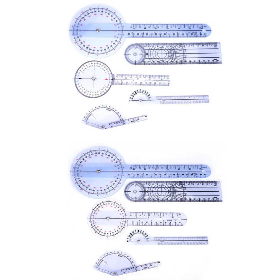 5Pcs 6/8/10inch 360 Degree Protractor Angle Ruler Spinal Goniometer G/