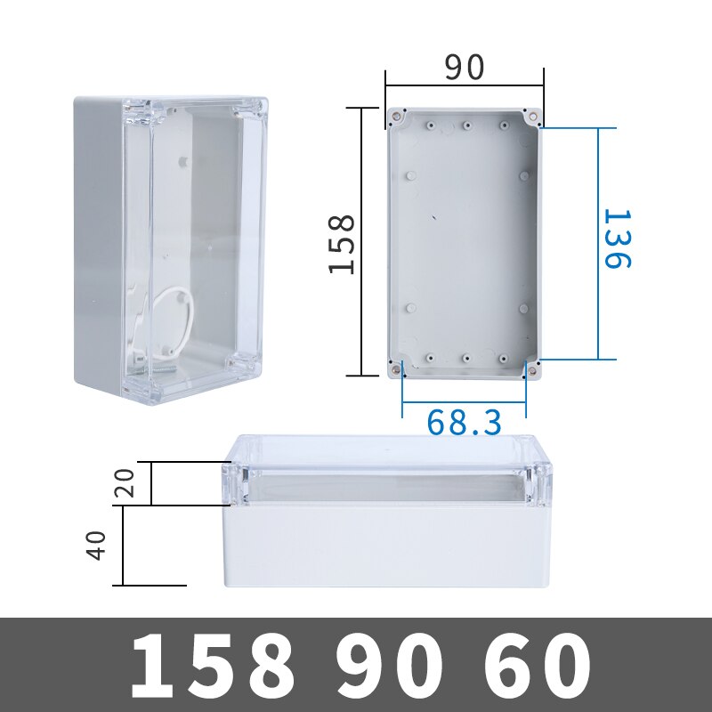 Transparent Waterproof Outdoor Enclosure Plastic Box Electronic Project Case Instrument Electrical Box Junction Box Housing: Red