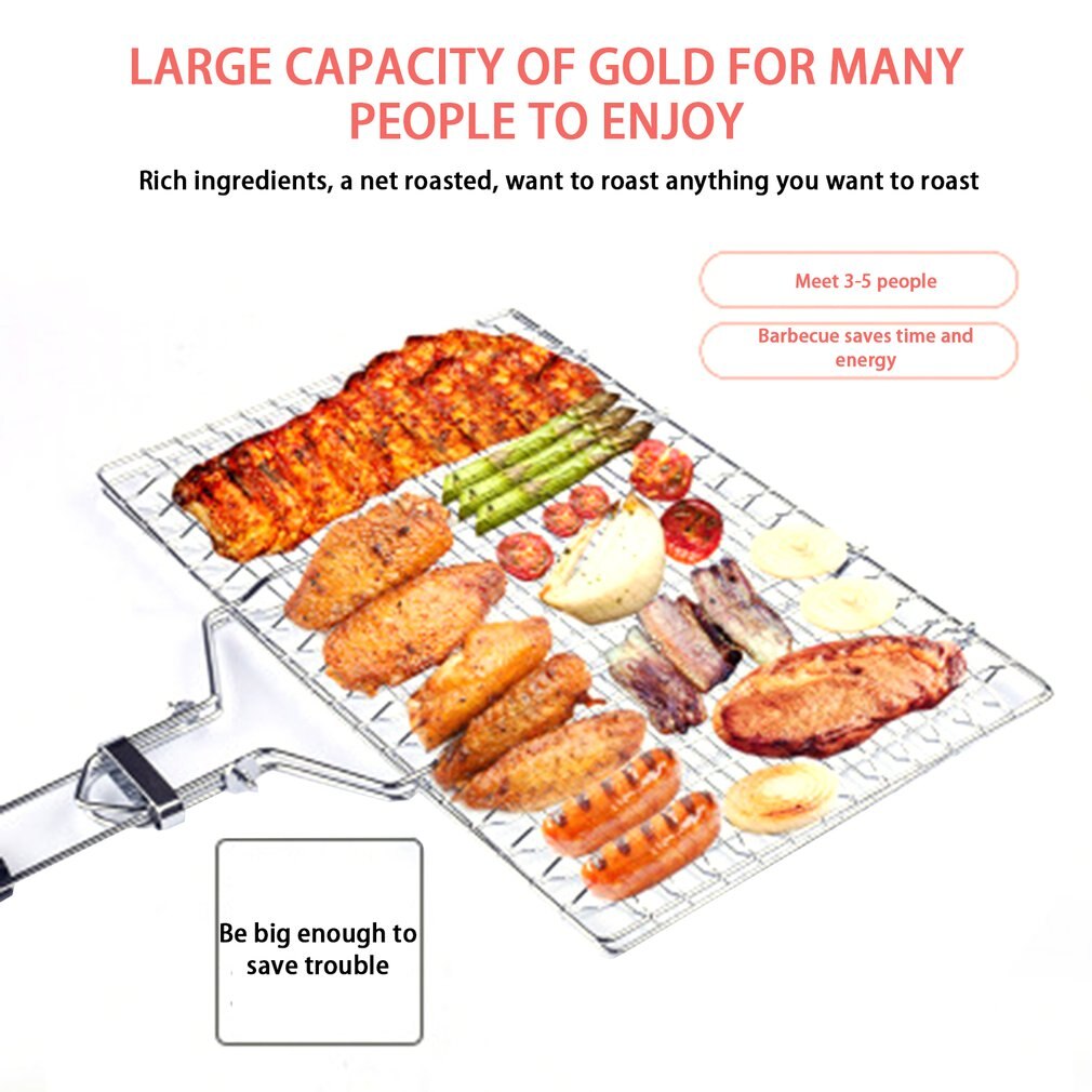 Produktbild von Ding&ng 304 Edelstahlgrill, Faltbarer Tragbarer Grillkorb Für