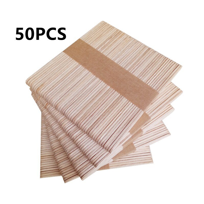 100Pcs/Set Popsicle Sticks Natural Wooden Pop Popsicle Sticks 11.4CM Length Wood Craft Ice Cream Sticks Popsicl Accesorios: 50PCS