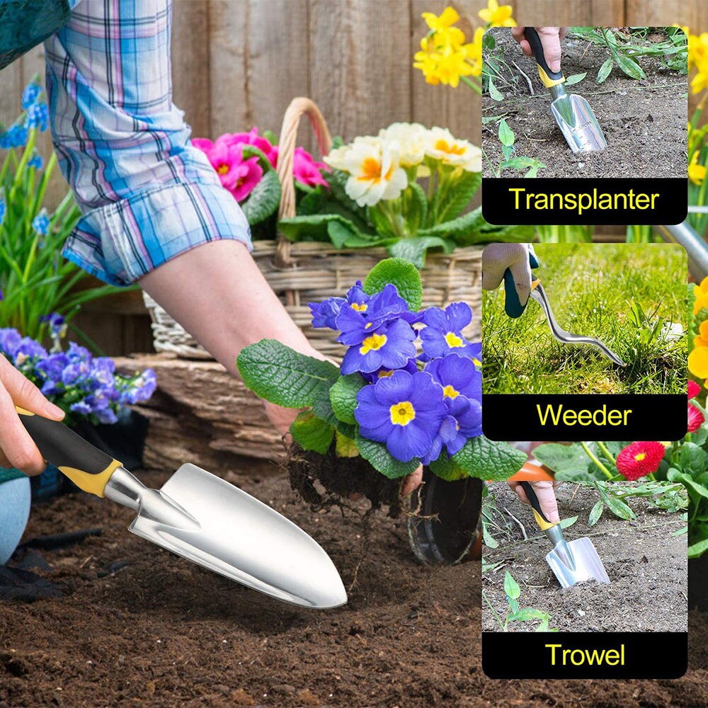 6pcs Aluminum Manual Garden Tools Set Soft Rubber Non-slip Handle Pruning Shears Trowels Transplant Cultivator Garden Hand Tools