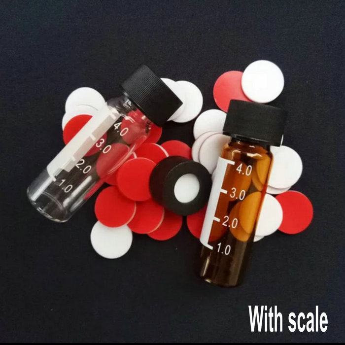 100pcs/lot 4ml lab glass clear/brown liquid chromatography glass sample bottle, screw automatic headspace injection bottle