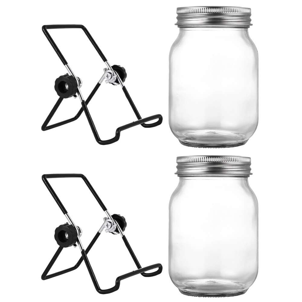 2 Sets 500ml Sprouting Jar Mason Sprouting Jar Kit with Lid and Rack