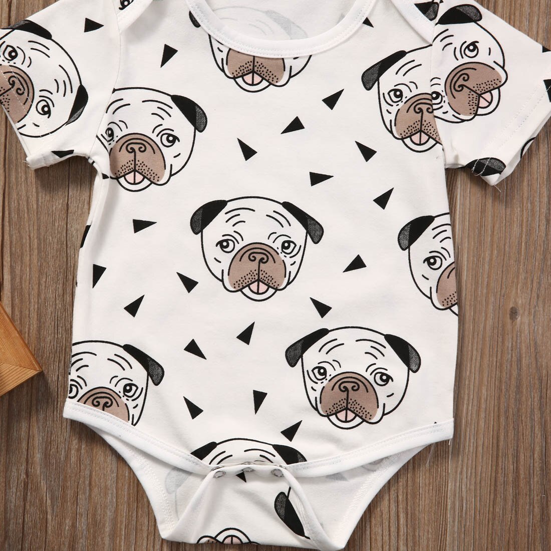 Brand Newborn Infant Baby Girls Boys Summer Bodysuits Short Sleeve Dog Print Cotton Jumpsuits Bodysuits Outfit 0-18M