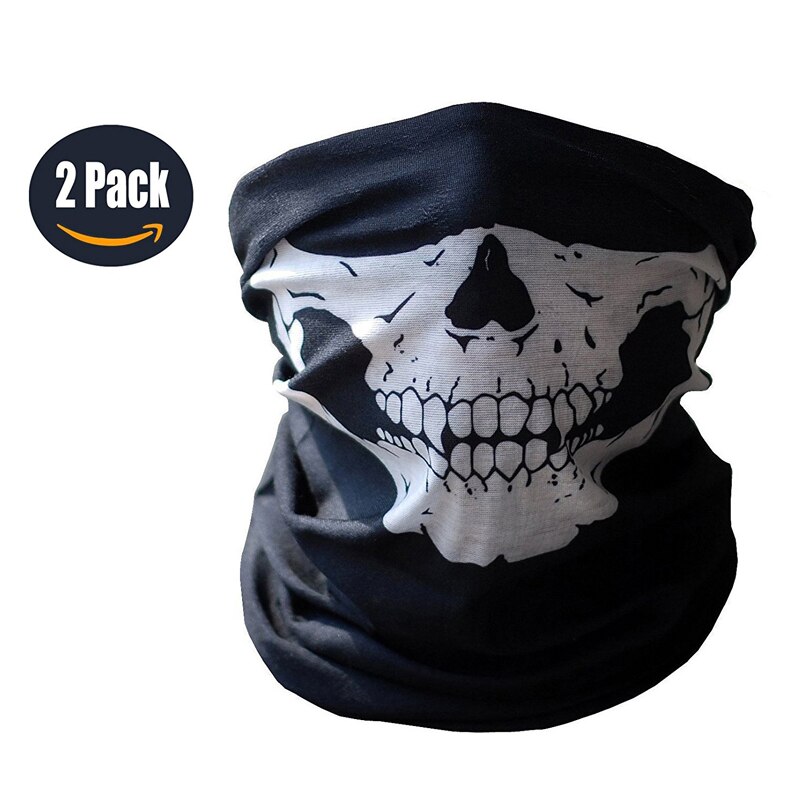 2 PCS Black Skull Motorcycle Face Mask Bicycle Mul... – Grandado