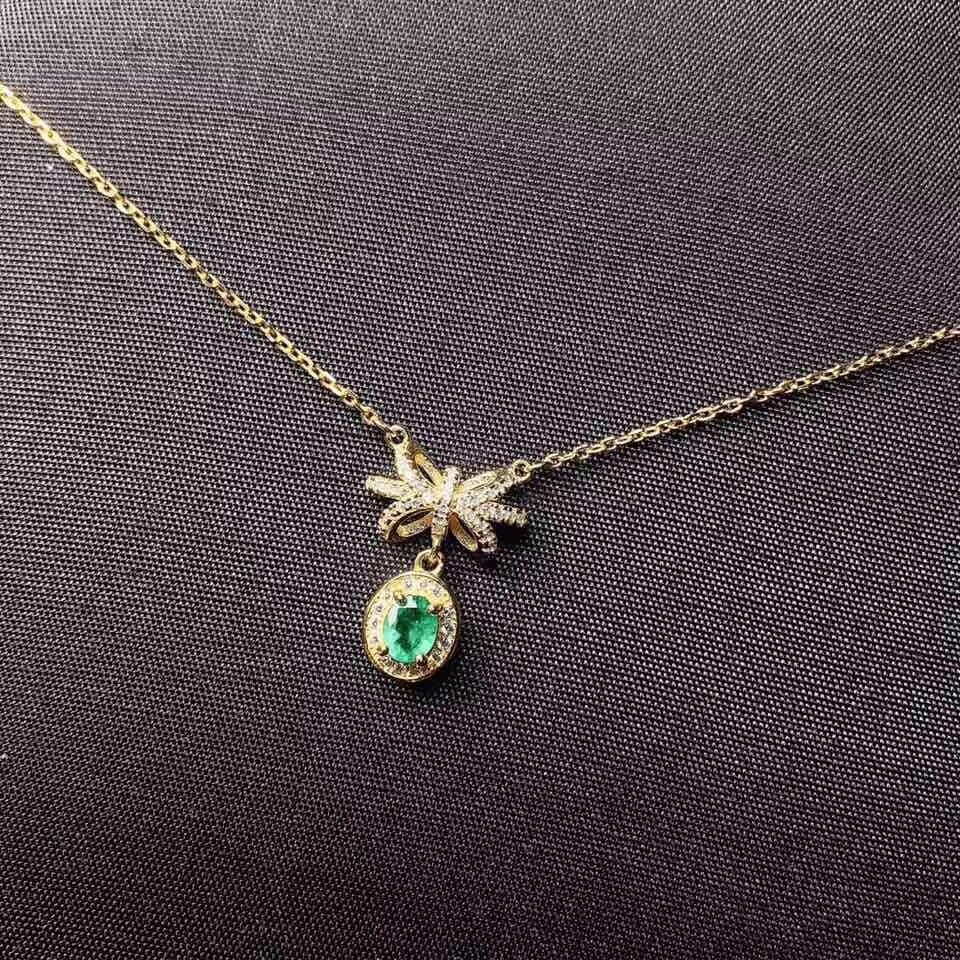 Vlinder green emerald gemstone vrouwen hanger ketting 925 zilveren fijne sieraden natuurlijke gem gecertificeerd zilver goud