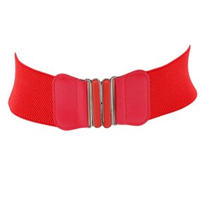 Cinturón de cuero PU ancho para mujer, cinturón de faja elástica con hebilla cuadrada, negro, cinturón decorativo: Red