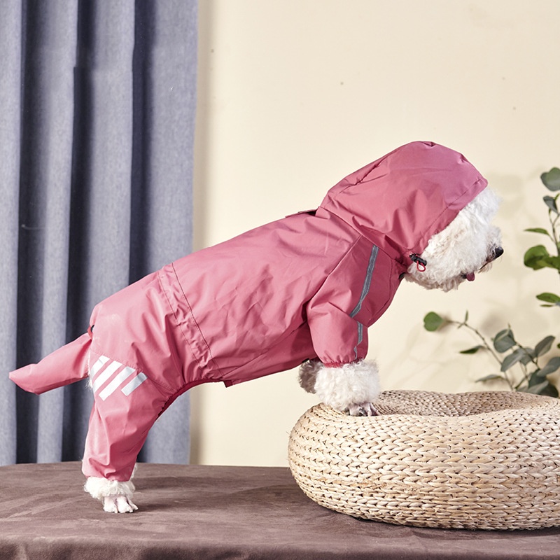 Dog Raincoat Waterproof Dog Rain Jacket with Hood Rain Coat with Leash Hole Lightweight four legs raincoat for Small Medium Dogs: S / Gold