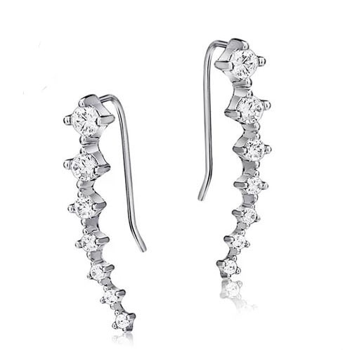 Shiny Crystal 30% Silver Plated Ladies Stud Earrings Jewelry Anti-allergic Female