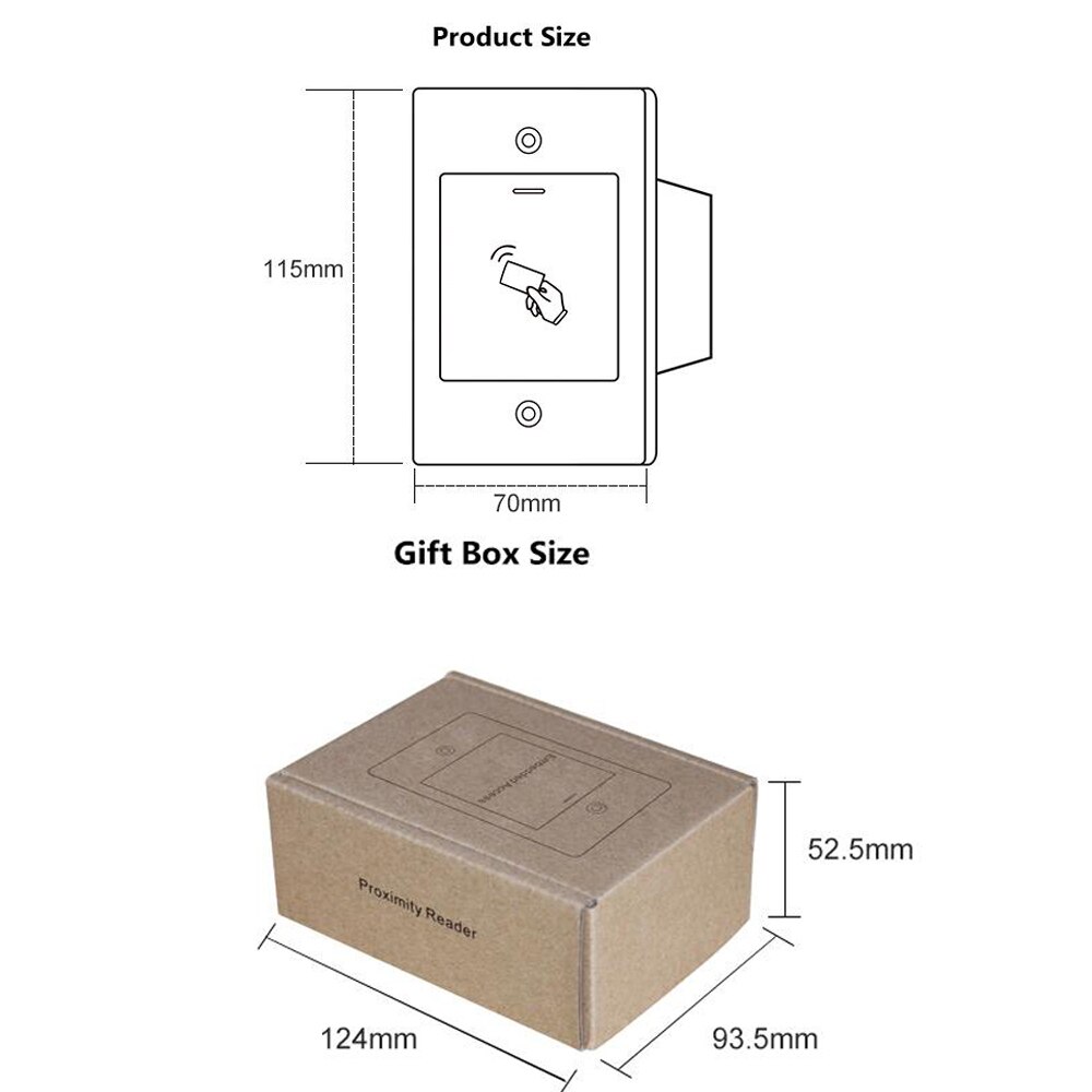 IP66 Waterproof Metal RFID reader Access Control RFID 125KHZ Reader Embedded RFID Access controller 2000 user