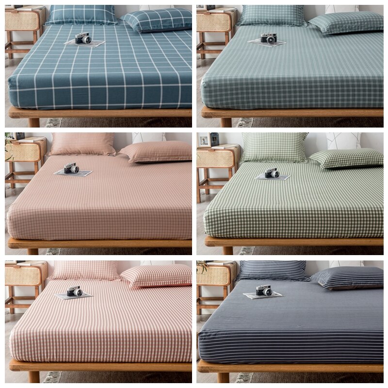 Drap-housse J100 % coton avec bande élastique, drap-housse de luxe géométrique, taille Queen, drap de lit simple, King Size