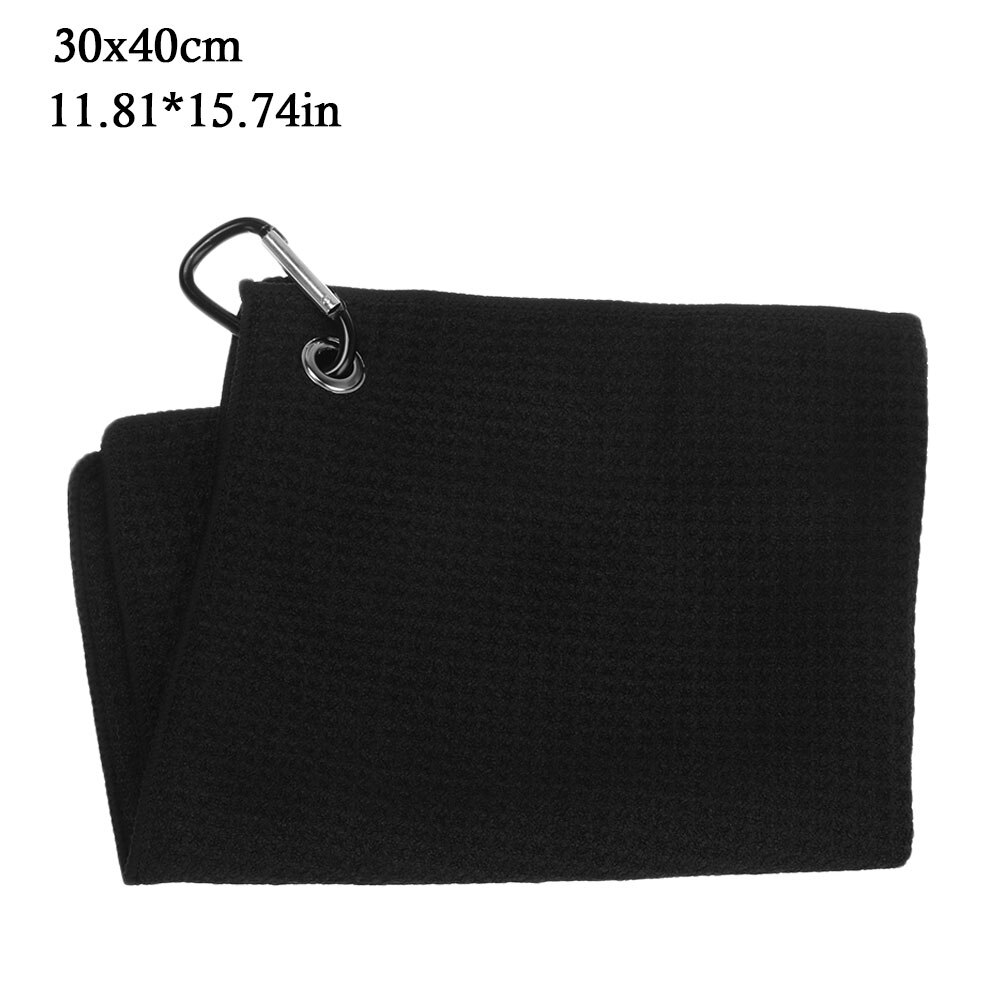 1pc alta absorção de água toalha de golfe de microfibra algodão toalha com mosquetão gancho limpa clubes toalha de golfe mãos toalhas de limpeza: Black 30x40cm