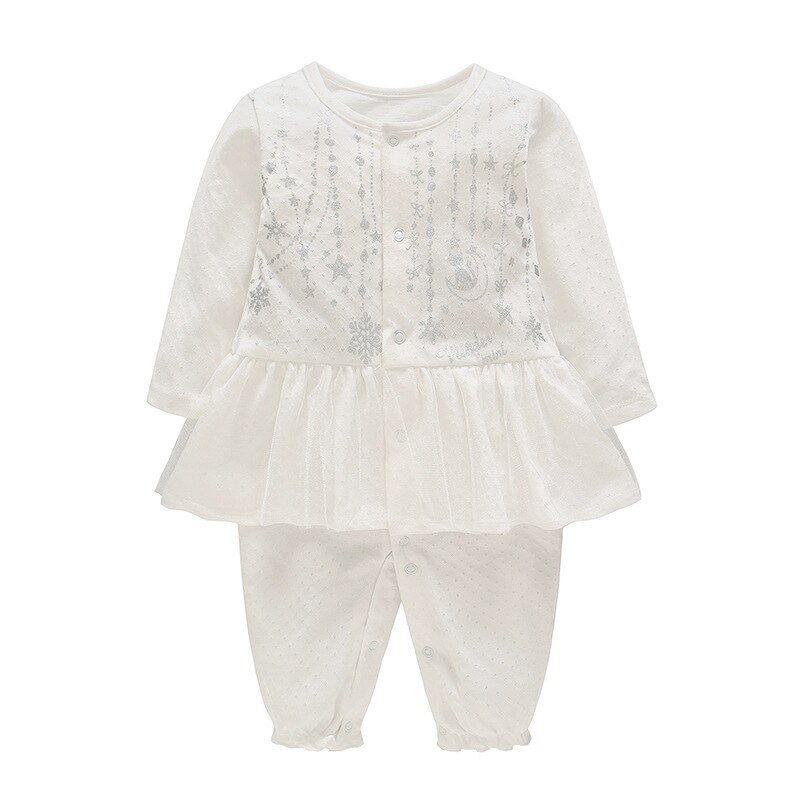 Vlinder Baby Meisje Rompertjes baby meisje kleding Kant Ster Print Button Kleding Baby Jumpsuit Katoen Knus Lange Mouwen Pyjama: 9m