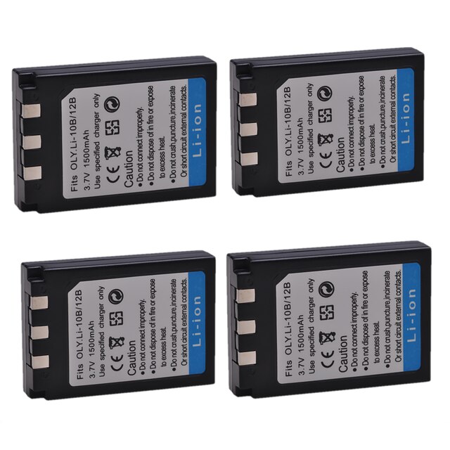 2Pcs Li-10B Li-12B Battery for Olympus Li 10B Li12B C-50 C-60 C-70 C-470 C-760 C-765 C-770 X-1 X-2 X-3 X-500 FE-200 IR-500: 4x Battery
