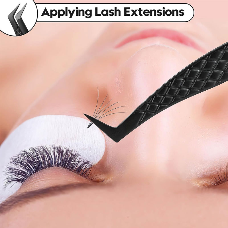 Pinzas para pestañas postizas con punta de fibra precisa para extensión de pestañas, pestañas de visón de Mega volumen, herramientas de maquillaje para artistas con aislamiento de botas para fanáticos