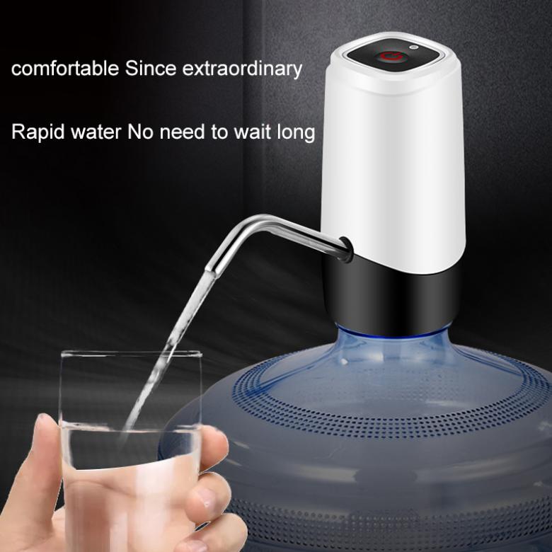 Bärbar mini tryckknapp trådlös elektrisk dispenser vattenpump med usb-kabel /304 rostfria rör 4.5l-18.9l pipiga