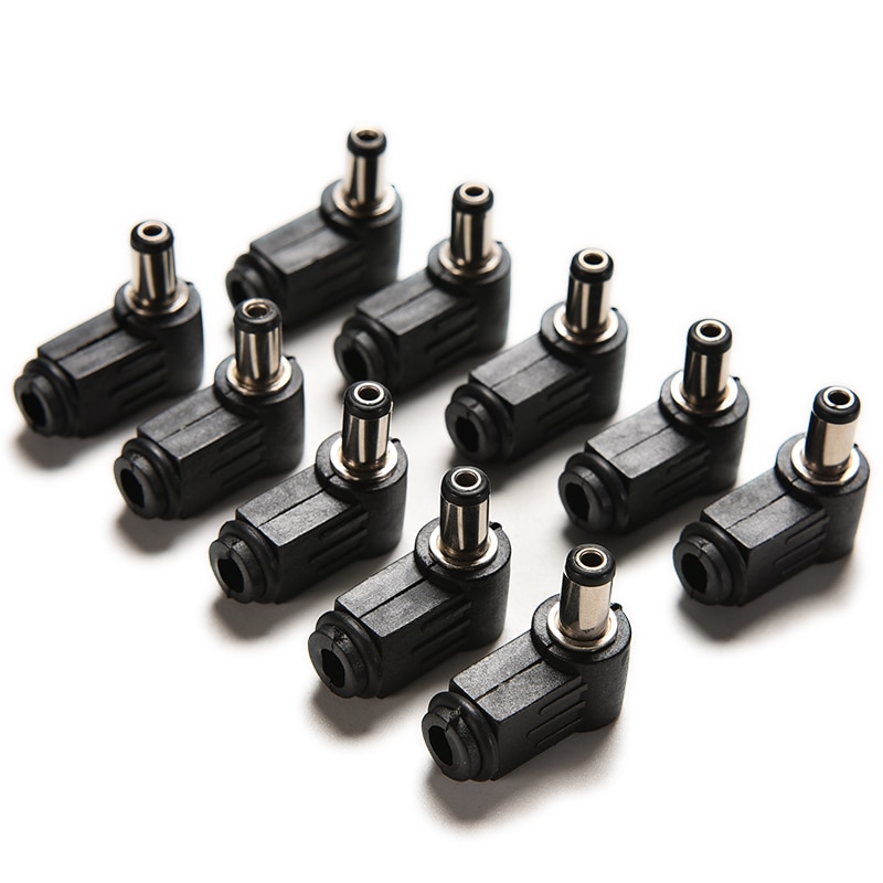 10 Pcs 90 Graden Haakse 2.1 Mm Dc-Kabel Male Plug Socket Solderen Koord Tip Adapter Connector 2.1X5.5 Mm Zwart