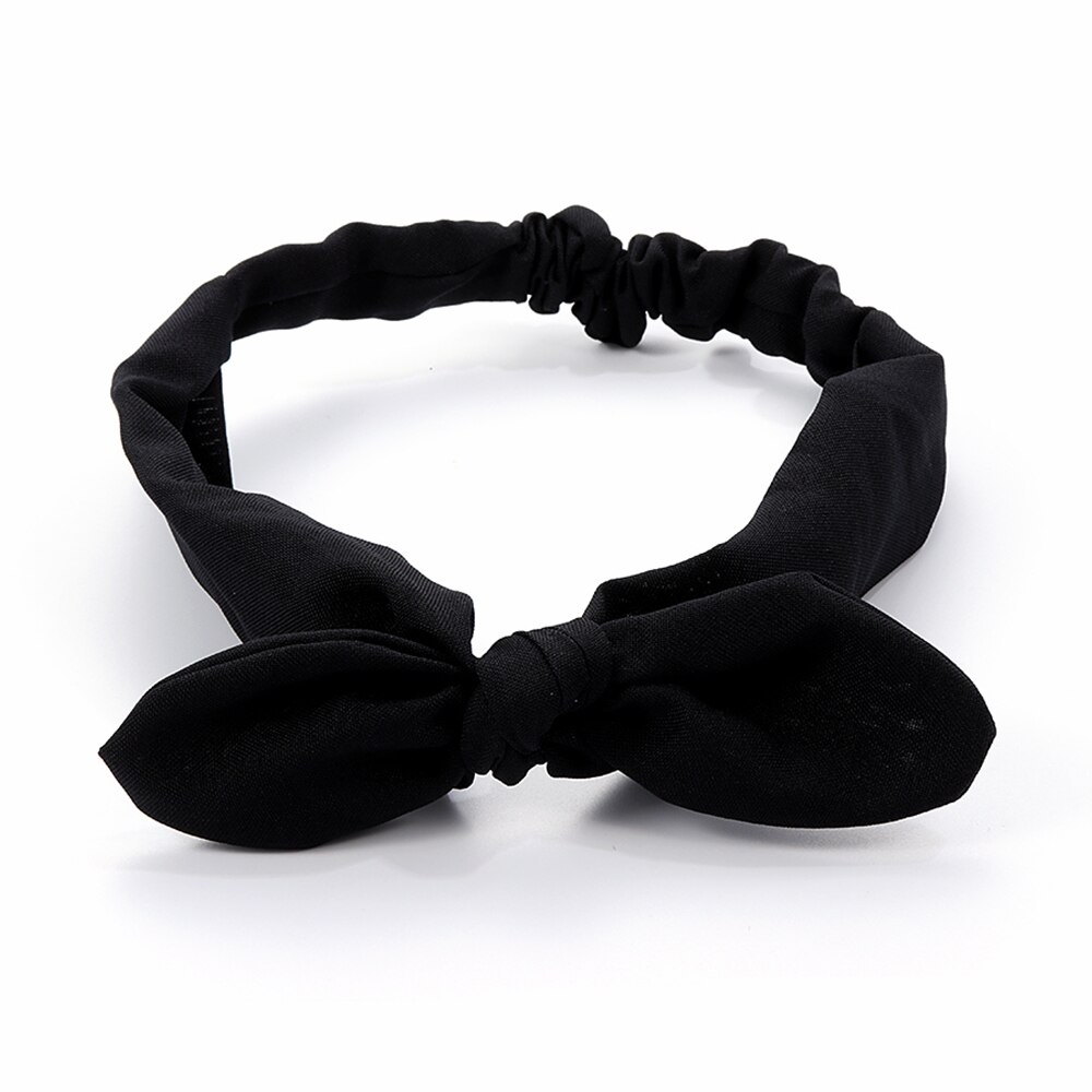 Buet pandebånd til kvinder elastisk ensfarvet turban hovedbind vintage kanin ører hårbånd damer knudet hoved wrap: 04