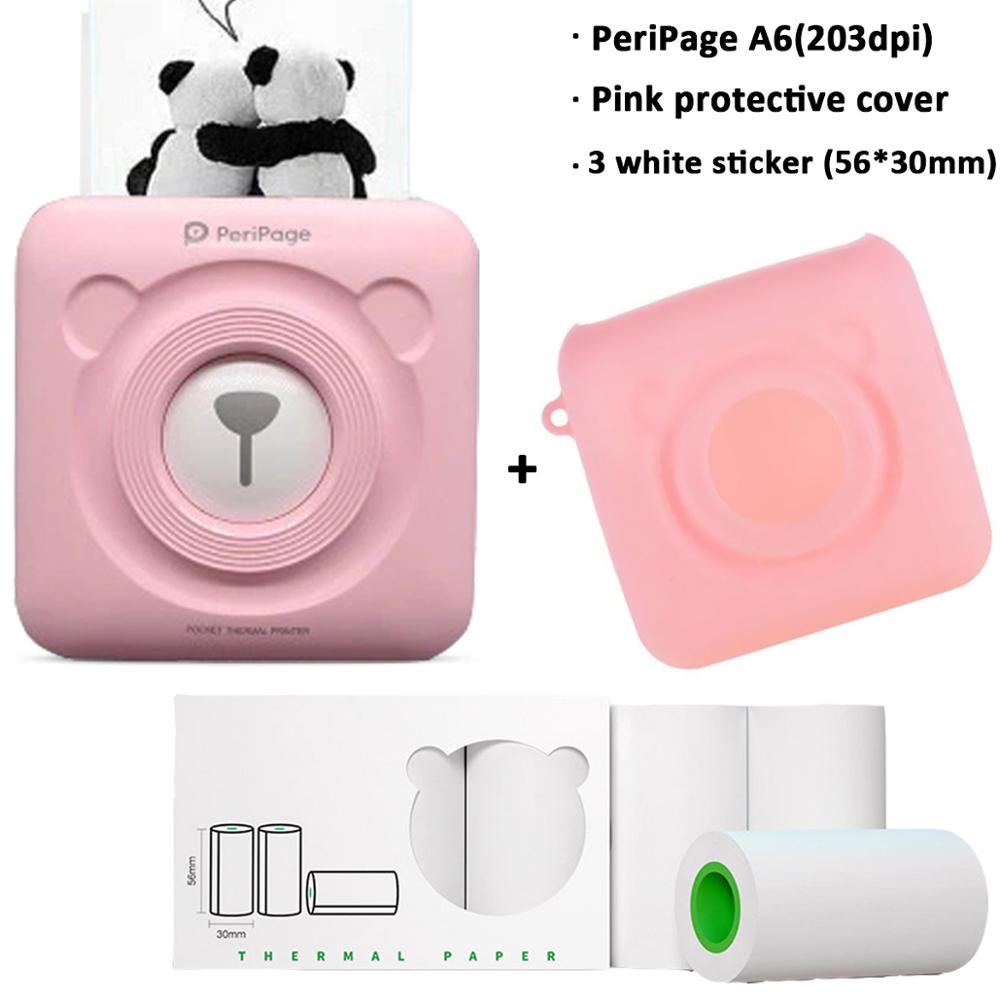Peripage A6 203/304DPI Photo Printer Bliuetooth Wireless Thermal Printer Paper Sticker Label Printer Paper for Android iOS PC: Set-6