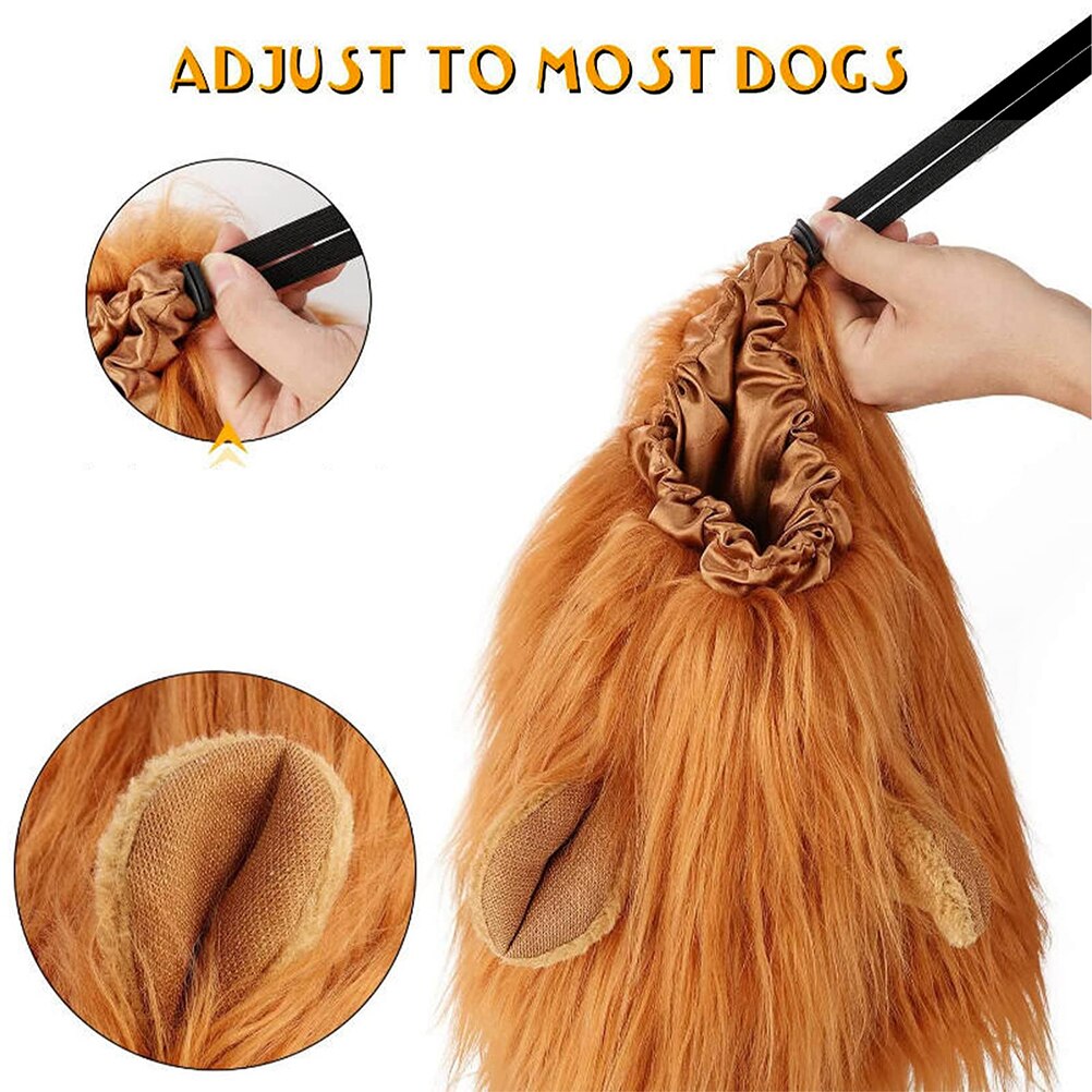 Dog Costume Lion Mane Cosplay Funny Lion Mane for Dogs Costumes Lion Wig for Medium to Large Sized Dogs