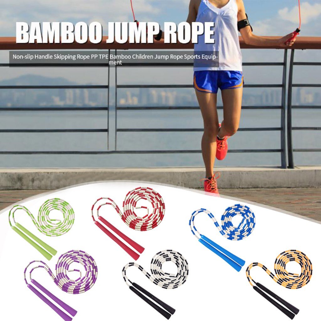 Jump Rope Soft Beaded Tangle-Free Segmented Length Adjustable Skipping Rope Cable Fitness Exercise Equipment for Home Gym#40