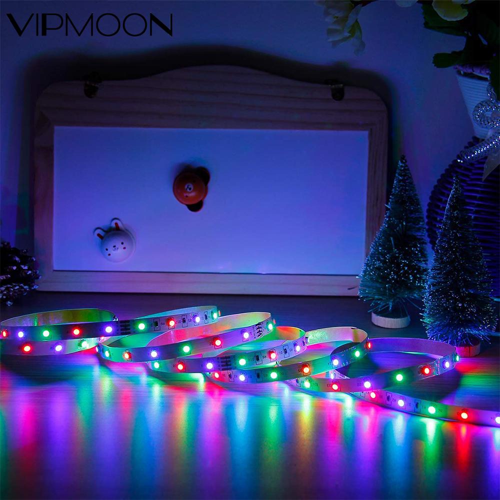 Tira de luces LED RGB 2835 con sincronización de música, 5 m, no impermeable, 12v, Sensor de sonido, Control de 20 teclas, cinta de retroiluminación
