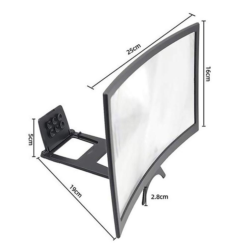 3D Gsm-scherm Vergrootglas Loupe High Definition 12 Inch Versterking Functie Screen Met Vergrootglas Telefoon Bureau Houder: 12inch Curved