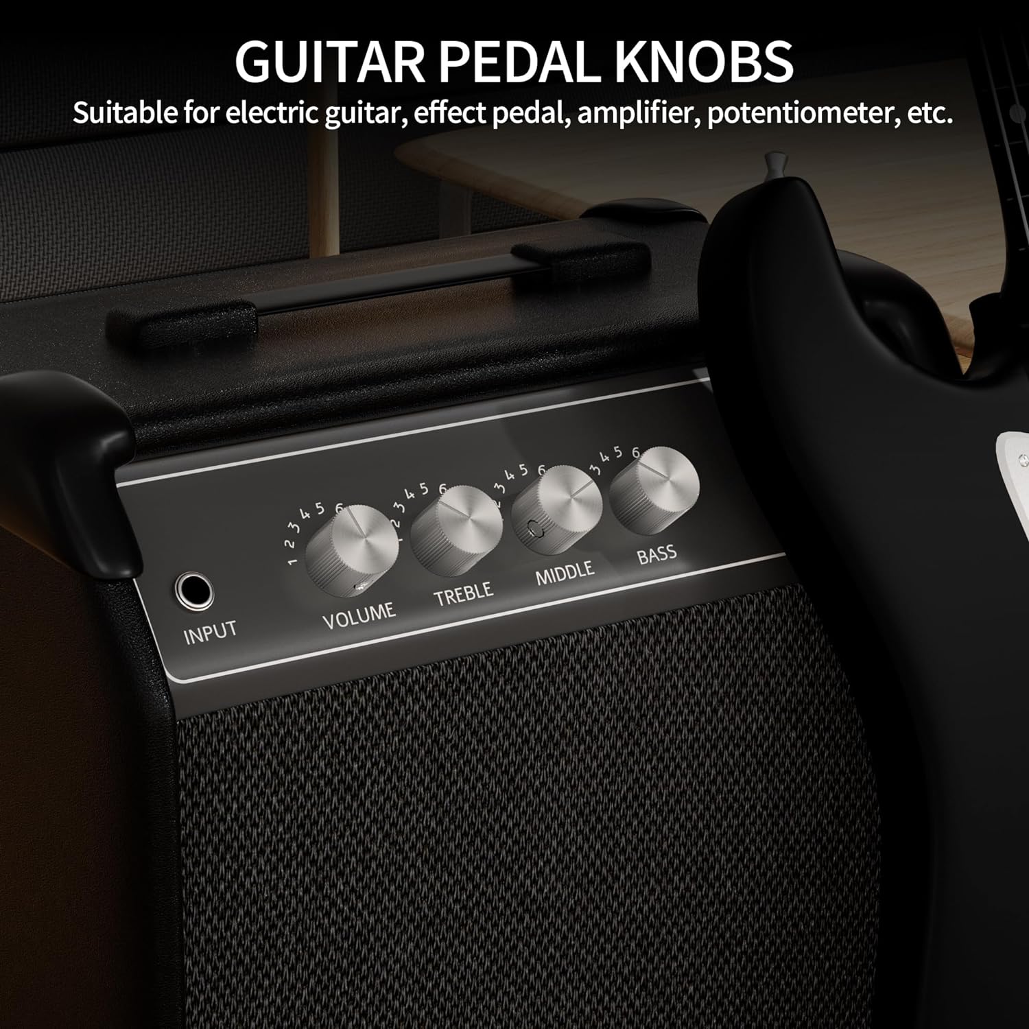 DaierTek 6 PCS 6.35 MM Botão Potenciômetro Metal Prata Guitarra Pedal Botões 1/4 Eixo Prata AMP Botões com Parafuso Conjunto Botões de Guitarra
