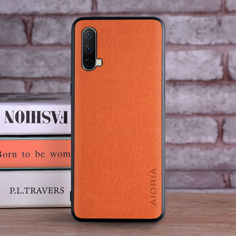 fallen für OnePlus Nord CE 5G Ader Auflage 5G coque Luxus textil Leder haut weiche TPU harte telefon abdeckung für Oneplus Nord CE fallen: Orange