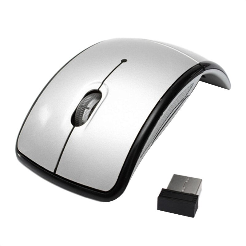 7 färger yta bluetooth musbåge vikbar trådlös ergonomisk tyst usb -mottagare för kringutrustning för windows bärbar dator: Silver-