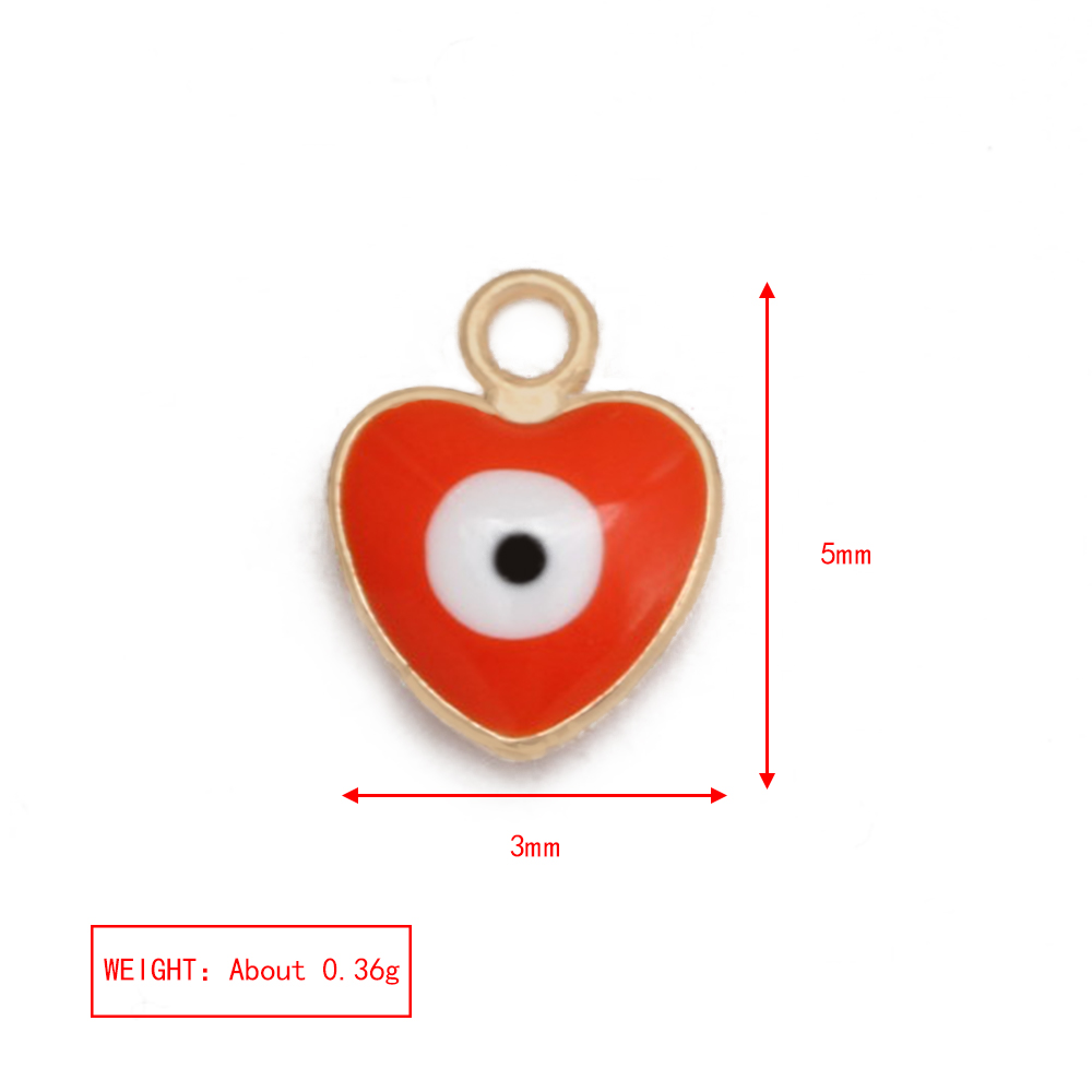 Amuleto de ojo de la suerte para fabricación de joyas, colgante de corazón, gota de doble cara, aleación de aceite, colorido, mal de ojo, accesorios de pulsera, 20 piezas por lote