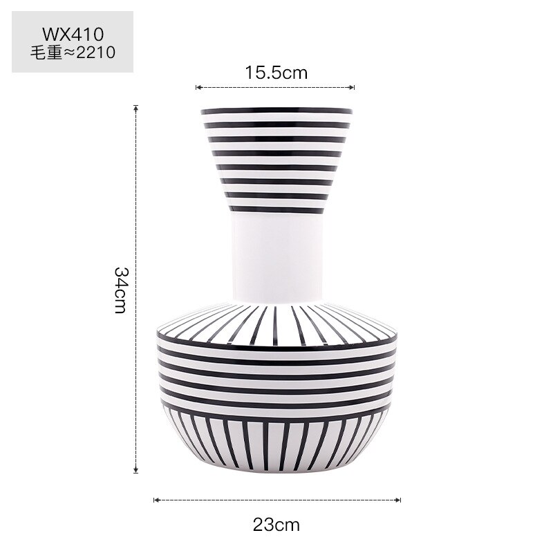 Vase géométrique en céramique noir et blanc, bouteille style scandinave moderne, décoration pour la maison, bureau, salon, de pendaison de crémaillère