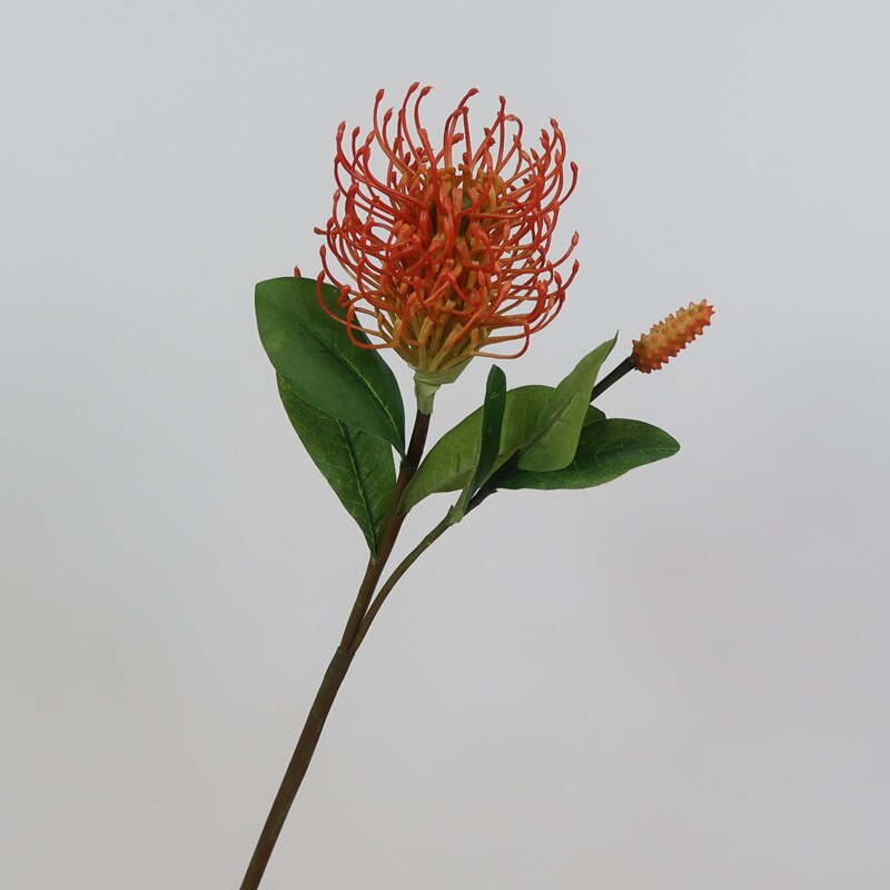 artificial Pincushion Flower Tropical Fox Tail Flower DIY wedding home floral decor: red