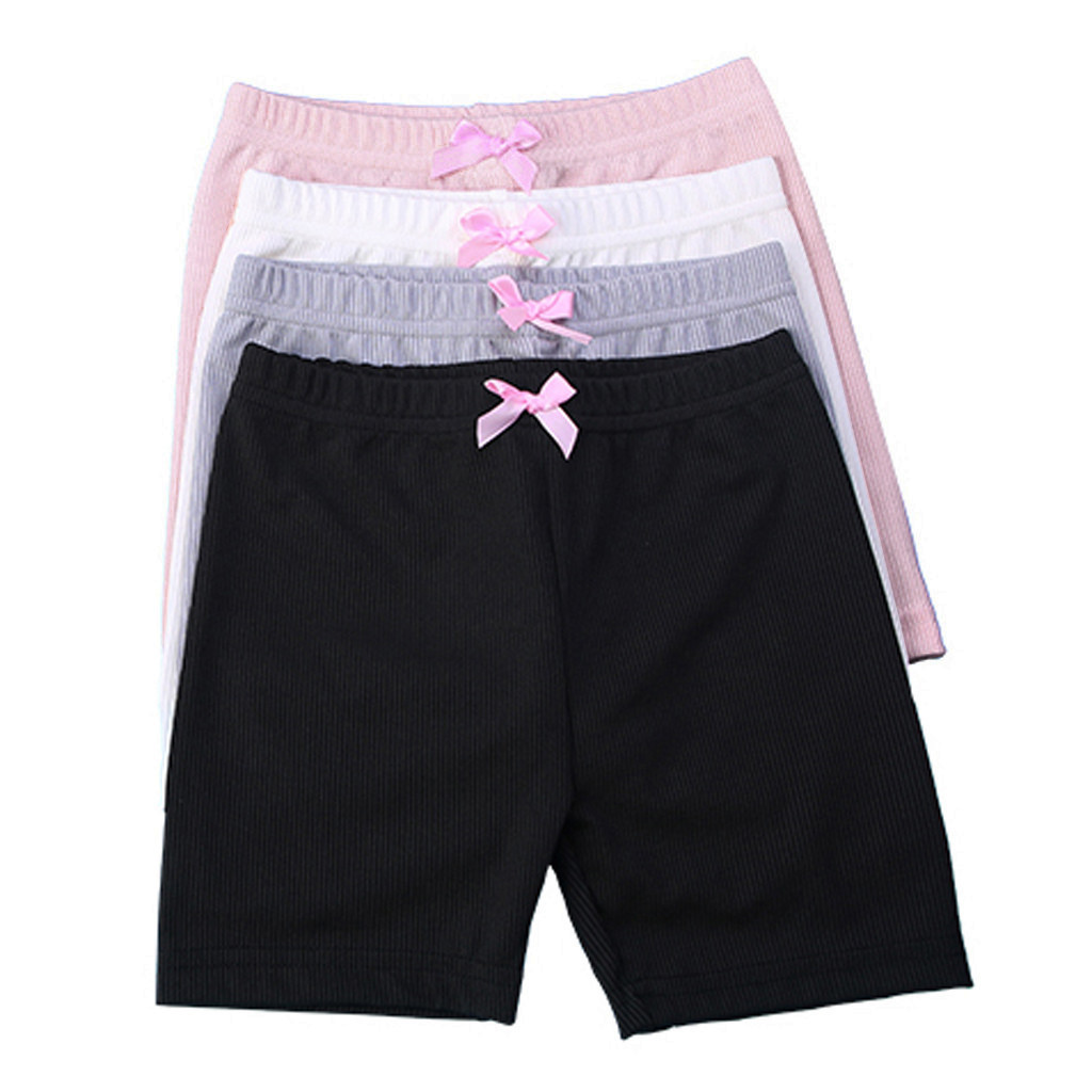 4 pezzi bambini ragazze solido fiocco pantaloni di sicurezza pantaloncini intimo traspirante collant corti per biancheria intima di sicurezza per ragazze del bambino