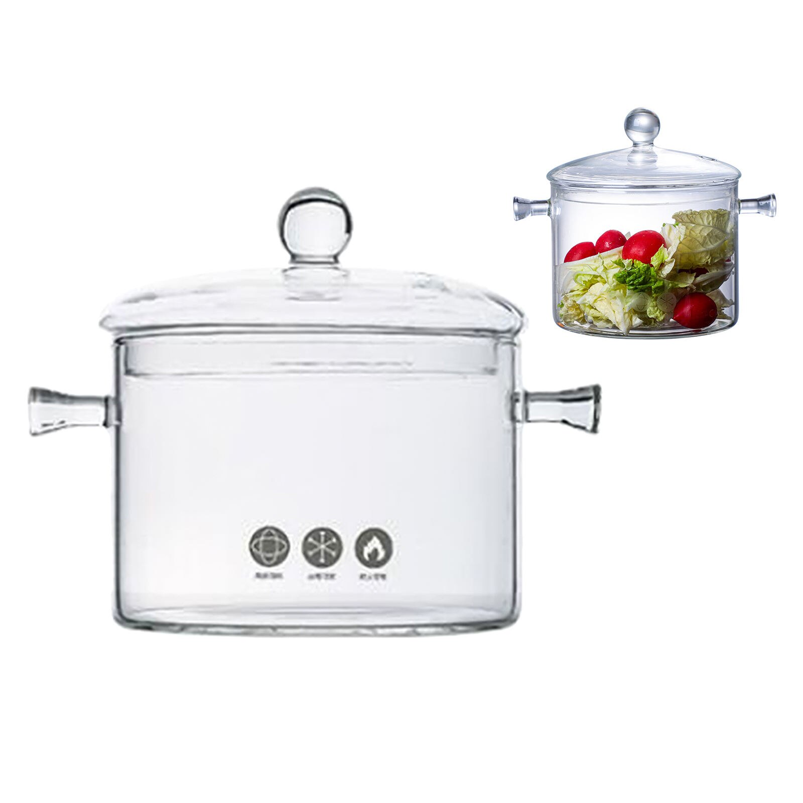 Glass Salad Bowl Noodles Bowls Heat-Resistant Soup Bowls BPA Free Instant Noodle Pan Fruit Container Microwave Tableware: dual ears