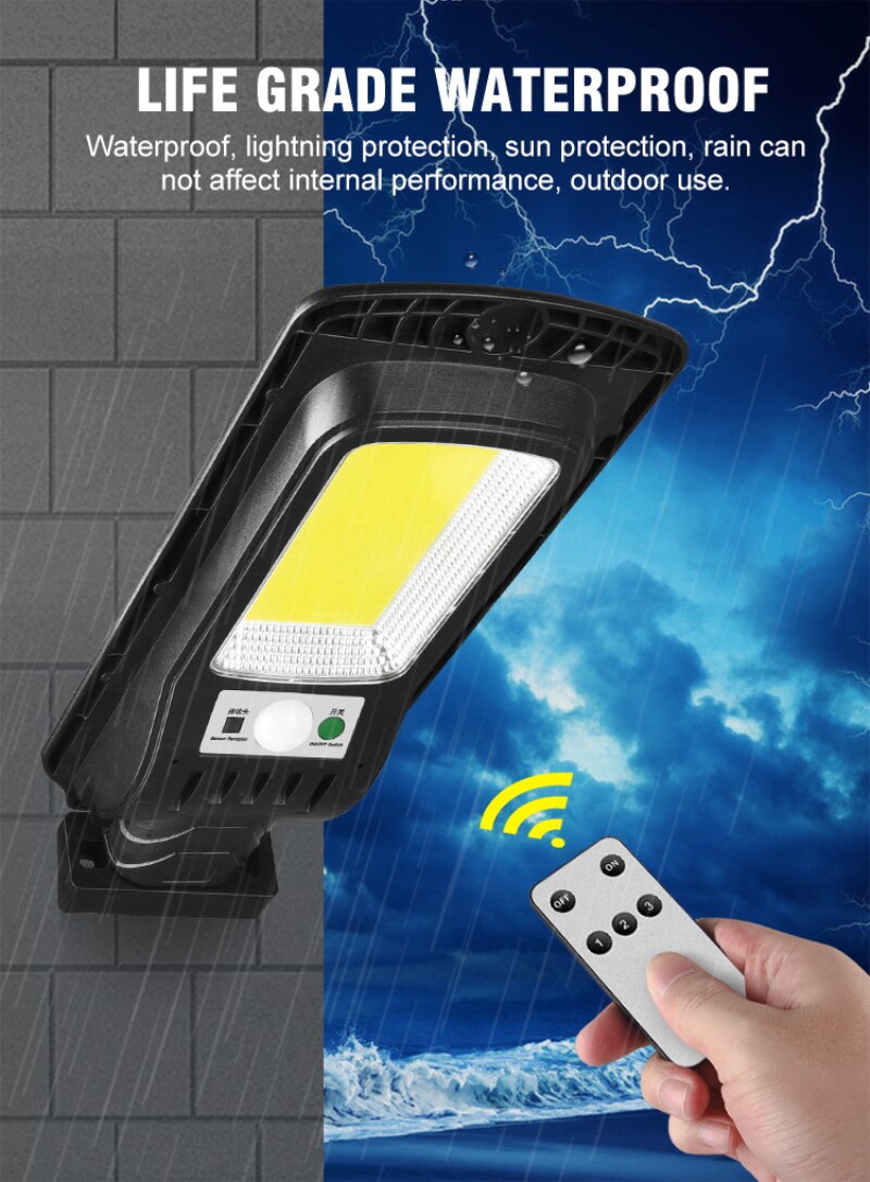 LED Solar Powered PIR Motion Sensor Wall Lamp Remote Control Illumination Light Infrared Sensor Light