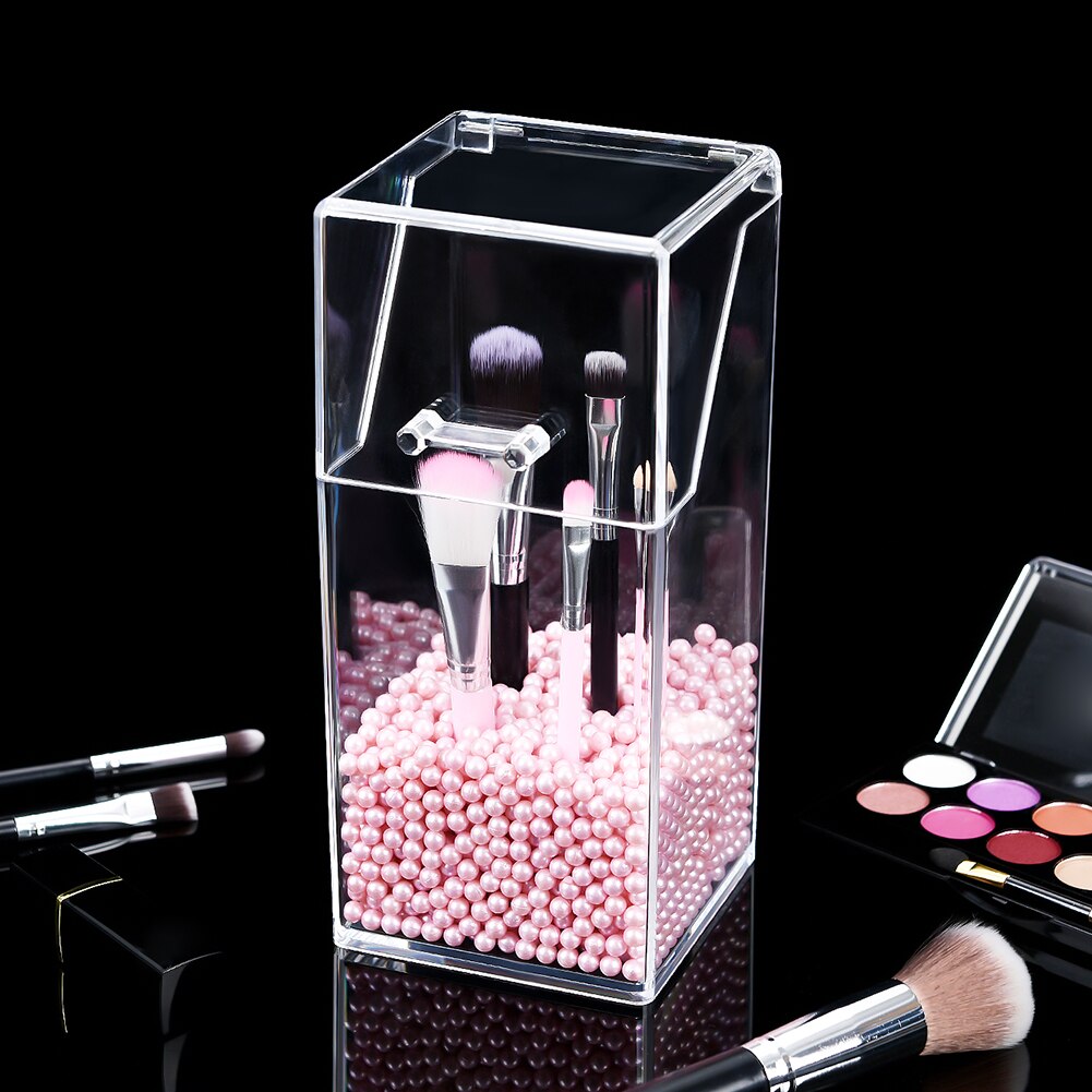 Perleklar akryl kosmetisk organisator makeup børste beholder opbevaringsboks holder læbestift opbevaringsbeholder blyant klar æske